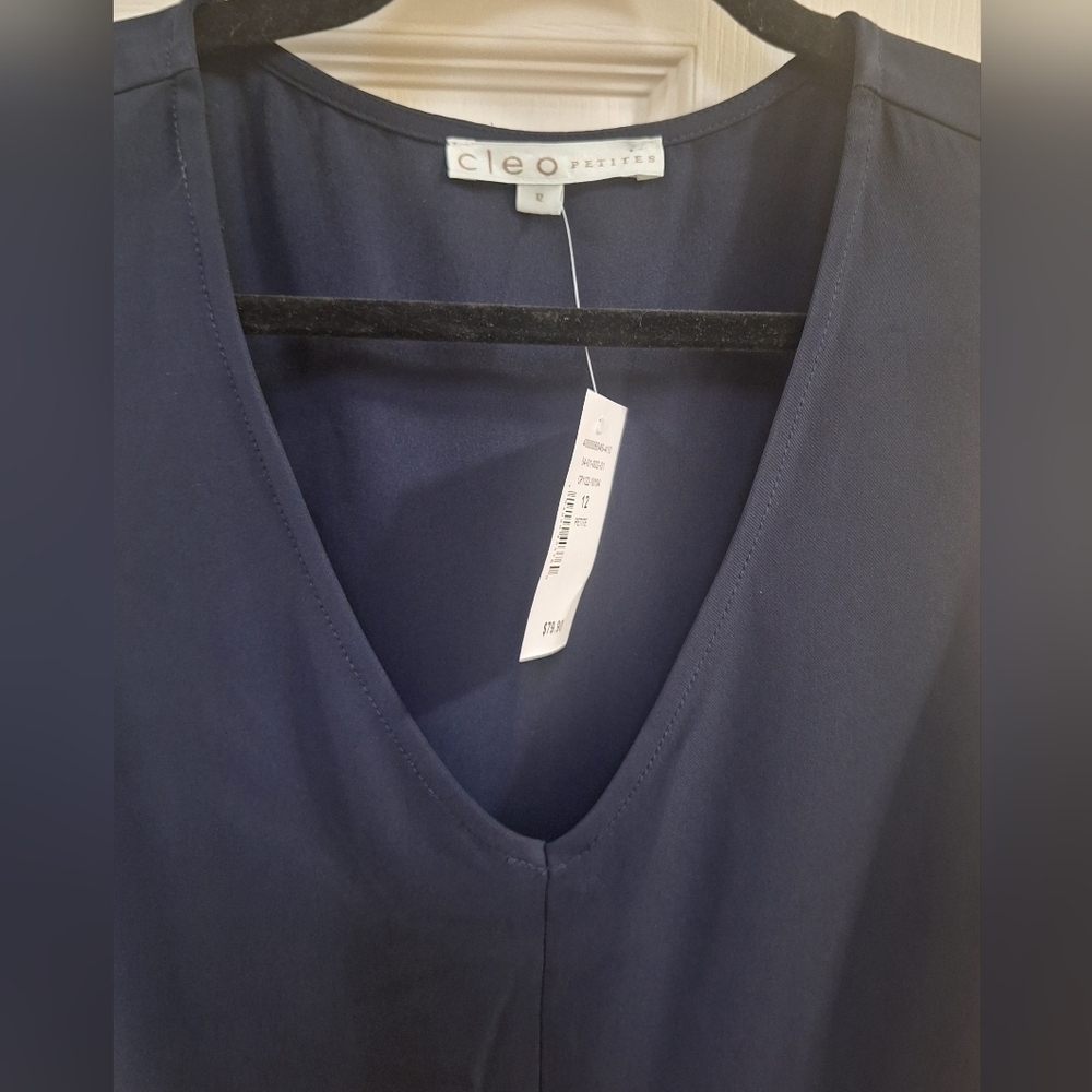 Size 12 Cleos Navy Sleeveless Tiered Dress - Picture 2 of 5